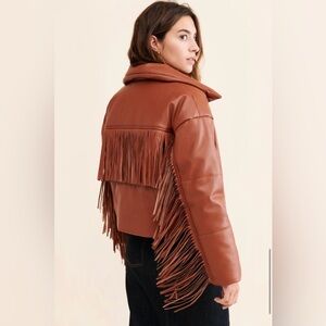 Nuuly x BlankNYC Vegan Leather Fringe Puffer Jacket